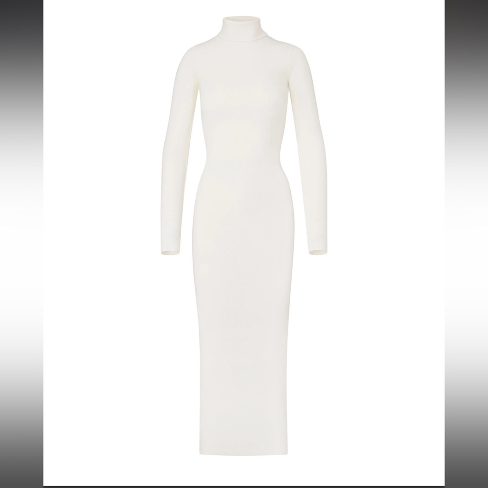 ETERNE LONG SLEEVE TURTLENECK DRESS MAXI CREAM - Picture 2 of 8